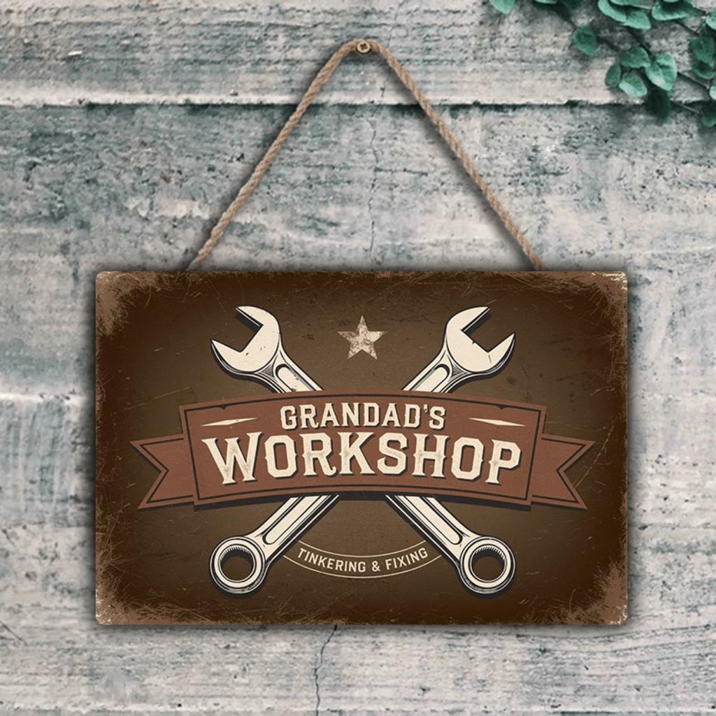 Personalized Metal Tin Sign Garage Wall Decor Custom Workshop Art
