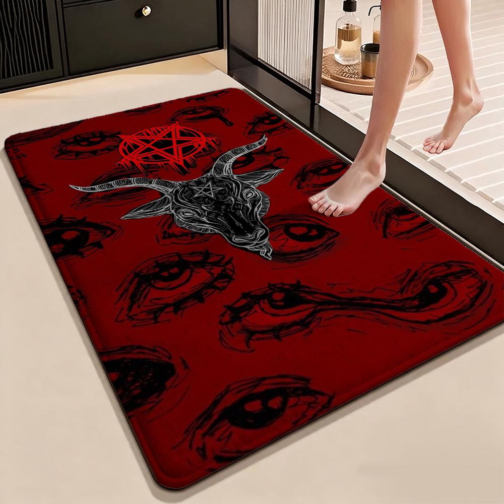 Dark Baphomet Pentagram Art Indoor Rug Soundproof Shockabsorbing Carpet For Office Study Home Decor Memorial Gift
