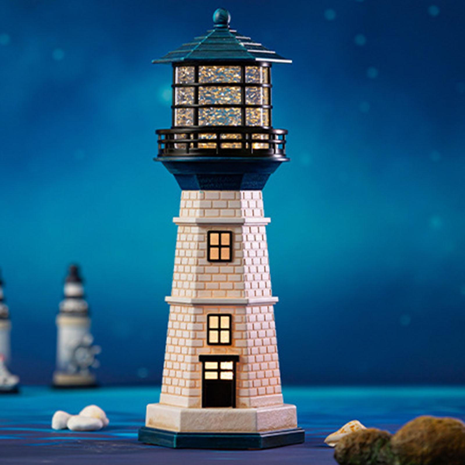 

Lighthouse Night Light Nautical Décor Coastal Ornament Table Lamp with Music for Tabletops Home