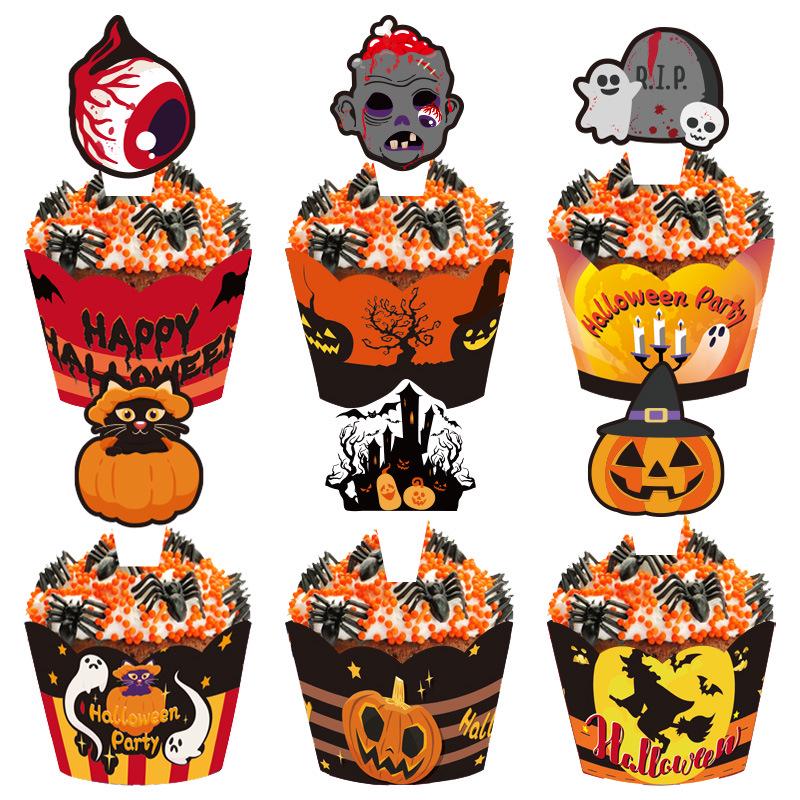 Cross-Border Halloween Party Cake Toppers & Decorations Set