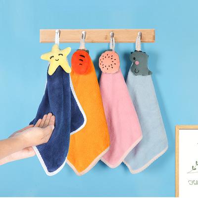 30cm*30cm Cartoon Hand Towel Small Towel Coral Velvet Cute Children's Small Hanging Towel