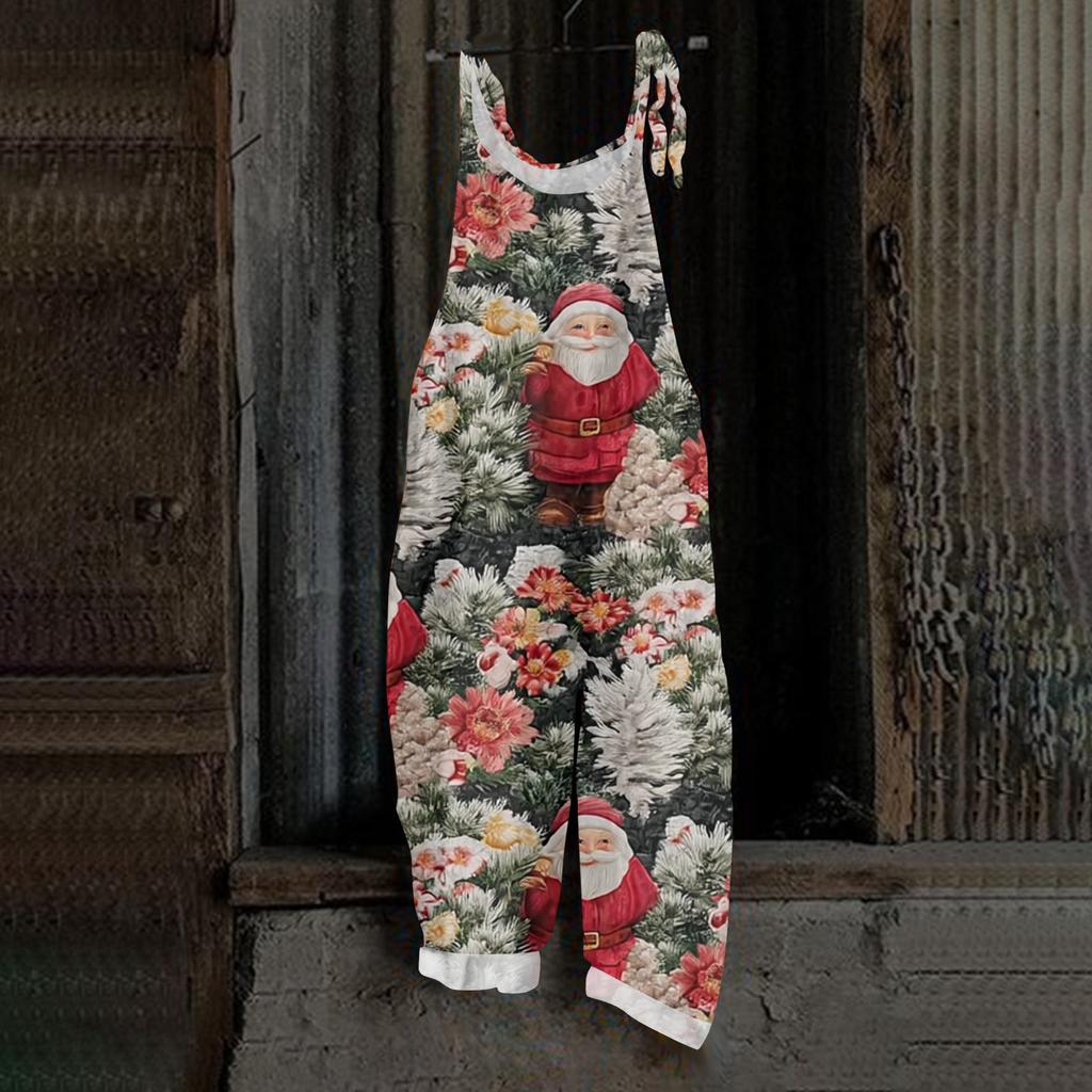 Women's Jumpsuit Halloween Print  Casual Loose Vintage Shoulder Strap Cotton Linen