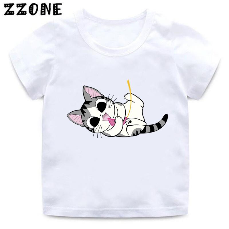 Hot Sale Chis Sweet Home Kawaii Cat Print Cartoon Kids TShirts Girls Clothes Baby Boys T shirt Summer Children Topsooo5833