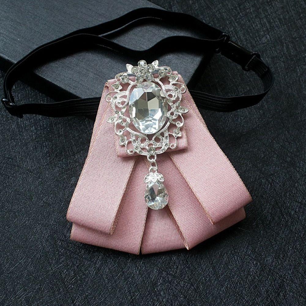 Alloy Rhinestone Bow Tie Solid Color Shirt Collar Fashion Ribbon Bow Tie  Daily