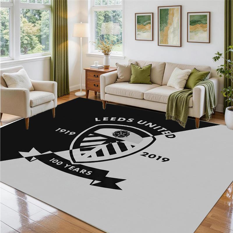 Leeds United Football Design Crystal Velvet Rug Soft Decorative Mat for Bedroom Entrance