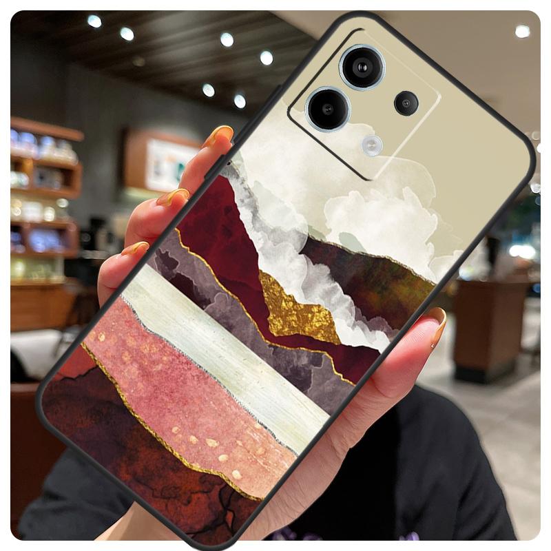 Gold Landscape Painting Case For Xiaomi Redmi Note 14 10 13 12 11 15 Pro Plus Cover For Redmi 15 15C 12C 13C 14C 10C