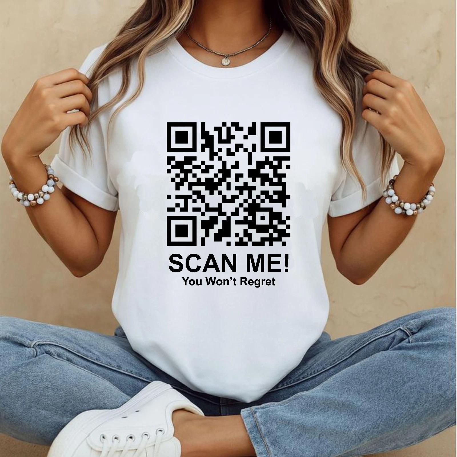 Scan Me QR Code T-Shirt, Scannable QR Code Shirt, Funny Quick Response Code Tee 4XL