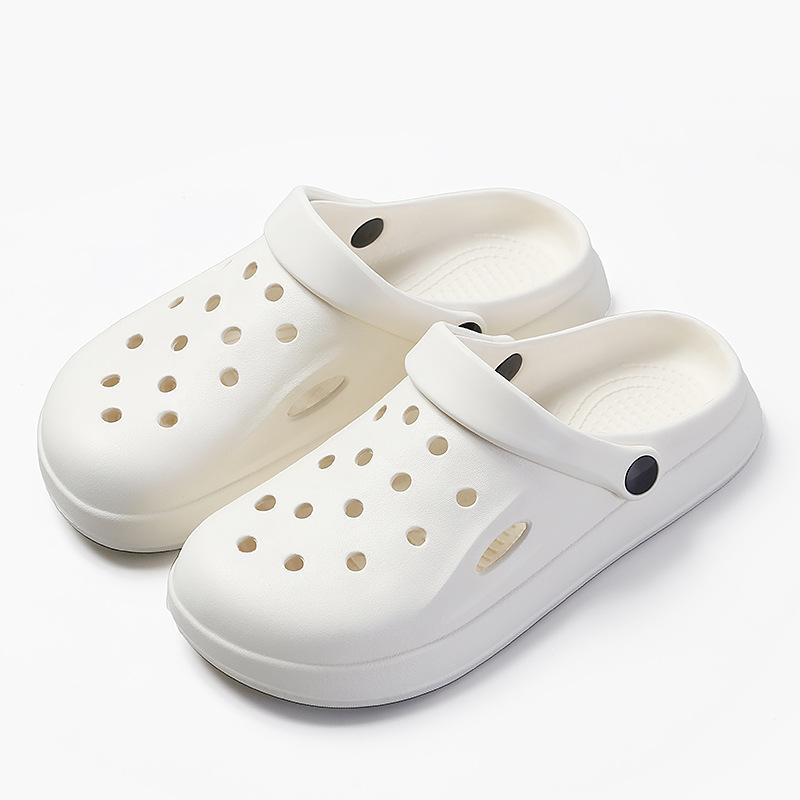 Summer New Couple Beach Sandals Breathable Hole Shoes Thick Sole Hollow Outer Slippers Women
