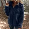 Women's Solid Color Plush Zipper Long Sleeved Pocket Jacket
