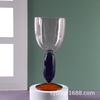 Stained glass goblet contrast color mix and match red wine glass