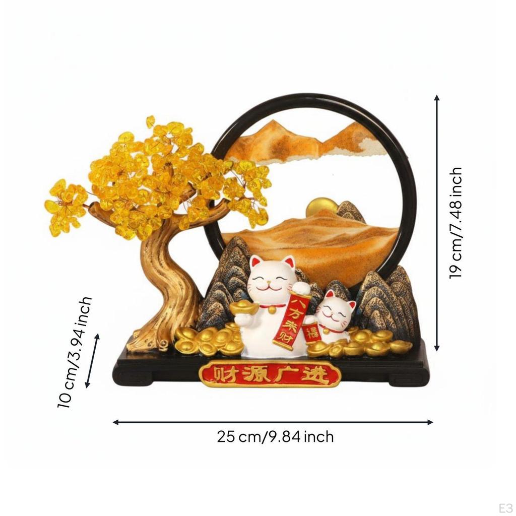 Prosperity Tree Figurine Decor Wealth and Resin Fortunate Cat Decoration Good Luck Moneys