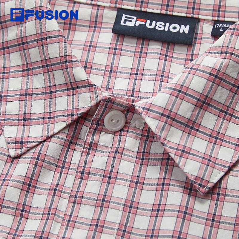 FILA FUSION Couple's Loose Fit Long-Sleeve Plaid Cotton Shirt