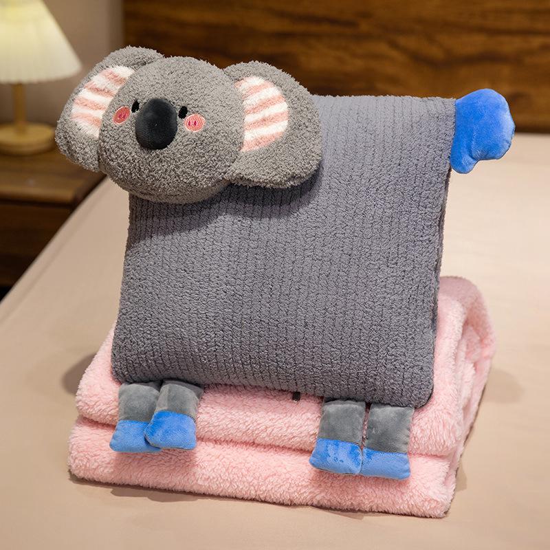 Cartoon 2‑in‑1 Pillow Blanket Quilt Foldable Air Conditioning Blanket Car Seat Pillow Throw Blanket Children s Birthday Gifts 100x190cm