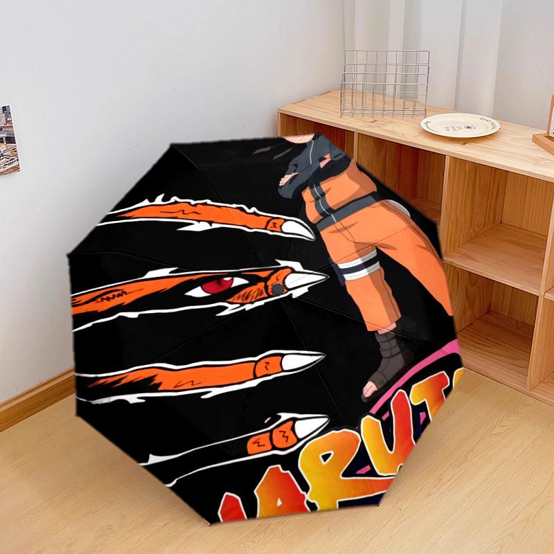 1 PC Automatic Folding Umbrella - Naruto Fire Sage Mode Pattern Portable Foldable Design With 8 Ribs Christmas Birthday Gifts