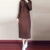 Women Autumn Winter Dress Fashion O-Neck Hoodie Long Sleeve Pure Color Loose Casual Ladies Dress