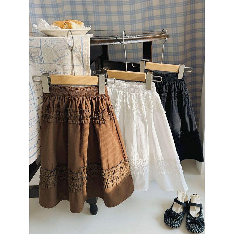 Girls' Korean-Style Retro Cotton Skirt 2025 Spring and Summer Fashionable Skirt Kidsren's Casual Versatile Princess
