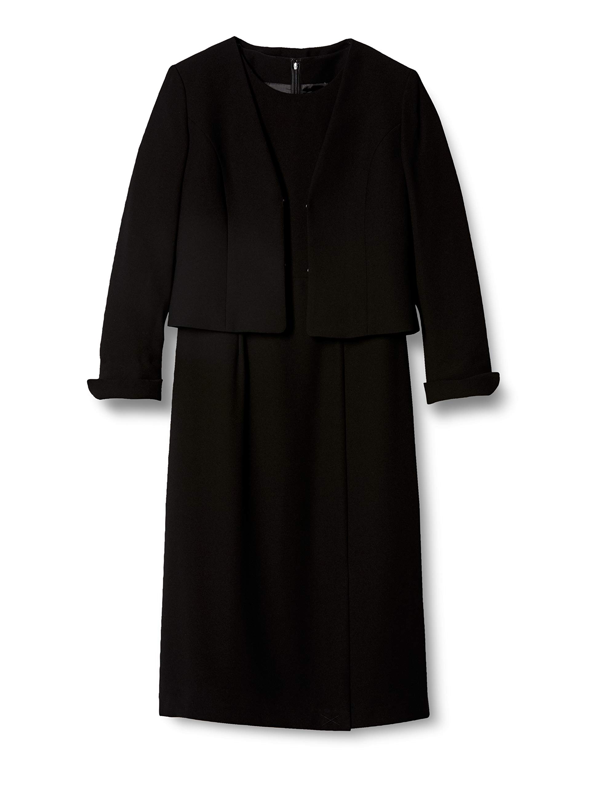 

Suit Skirt Set Black Formal Ensemble Collarless Jacket Dress 2 Piece Set Machine Washable Black 7AP [Cecile] + AI-376 Women s чорний