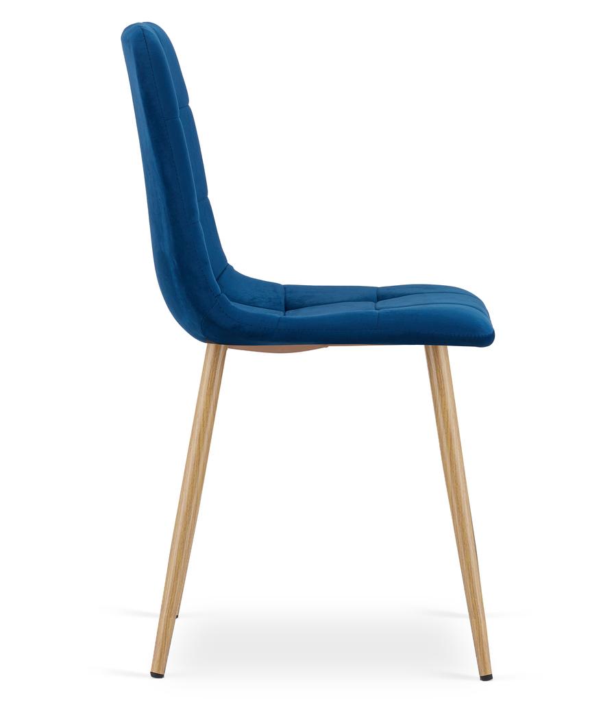 Kara Chair - Navy Blue Velvet / Wood-Colored Legs X 2
