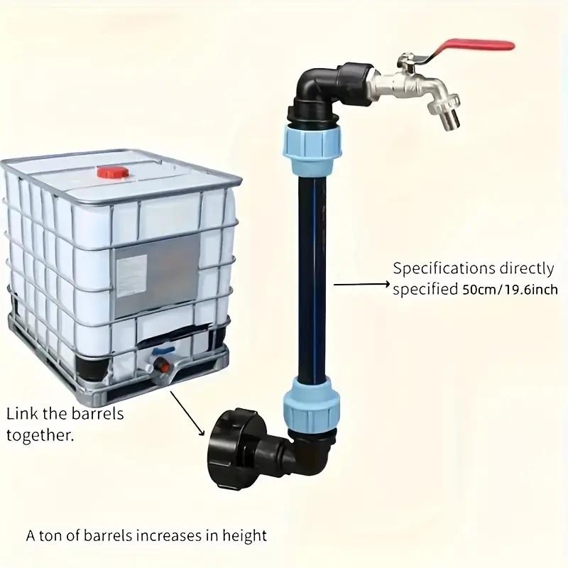 11-Piece Universal IBC Barrel Bracket Adapter Kit - Zinc Alloy Faucet Connector with PE Pipe Fittings, 3-Way Connector