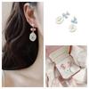 Pink Sweet Tulip Bow Earrings Mori Pearl Cute Girly Temperament Earrings Temperament Earrings