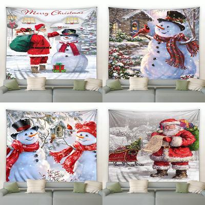 Vianočná potlač snehuliaka Gobelín Spálňa Obývacia izba Domáca dekorácia Dekorácia na stenu Tkanina na pozadie