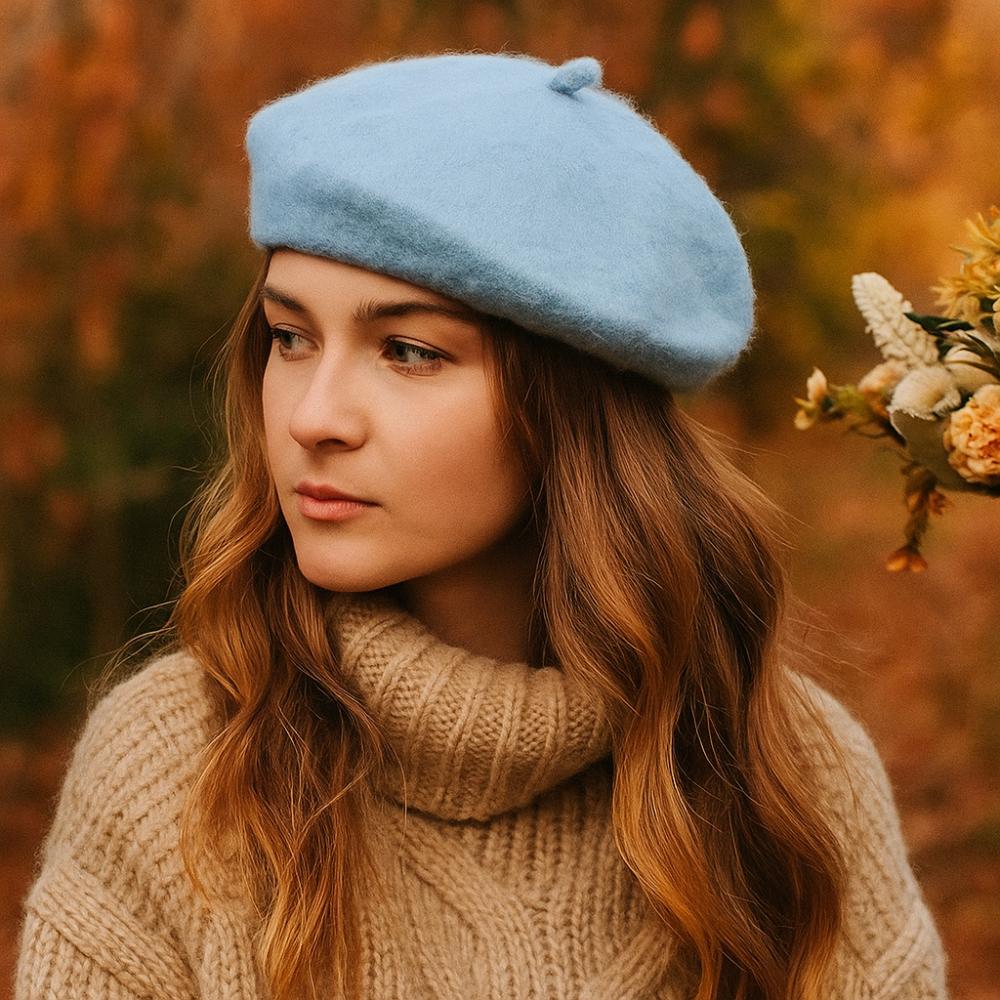 French Baggy Winter Warm Flat Cap Hat Felt Berets Wool Beret Cap Autumn Beret Hat
