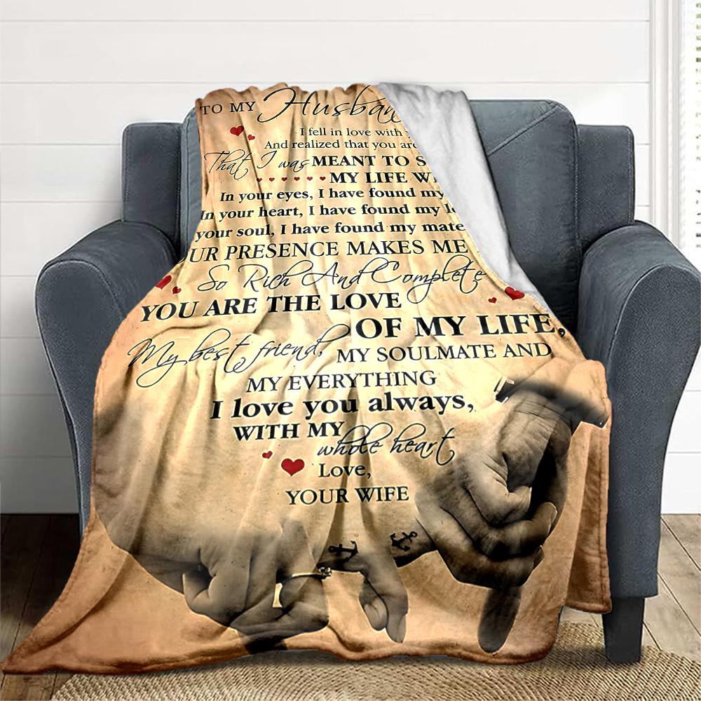 1pc Love Life Blanket, Lightweight Flannel Throw Blanket For Sofa, Bed, Travel, Camping, Living Room, Office238