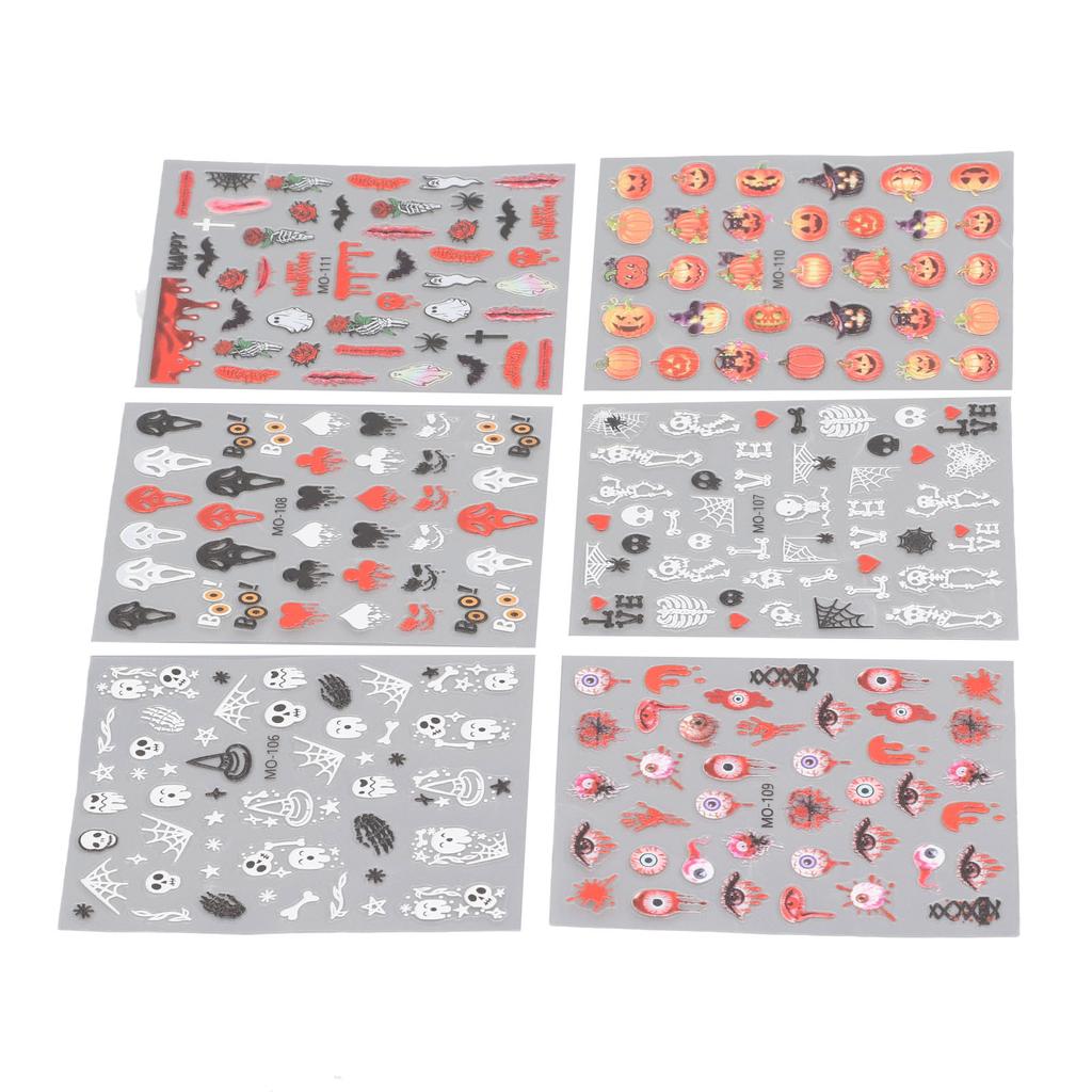 6pcs Nail Art Embossment Sticker 3D DIY Self Adhesive Pumpkin Flower Embossed Nail Sticker for