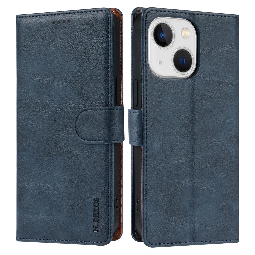 N.BEKUS CSJ-001 Für iPhone 15 Hülle Einfarbige Leder-Handyhülle mit 3 Kartenfächern