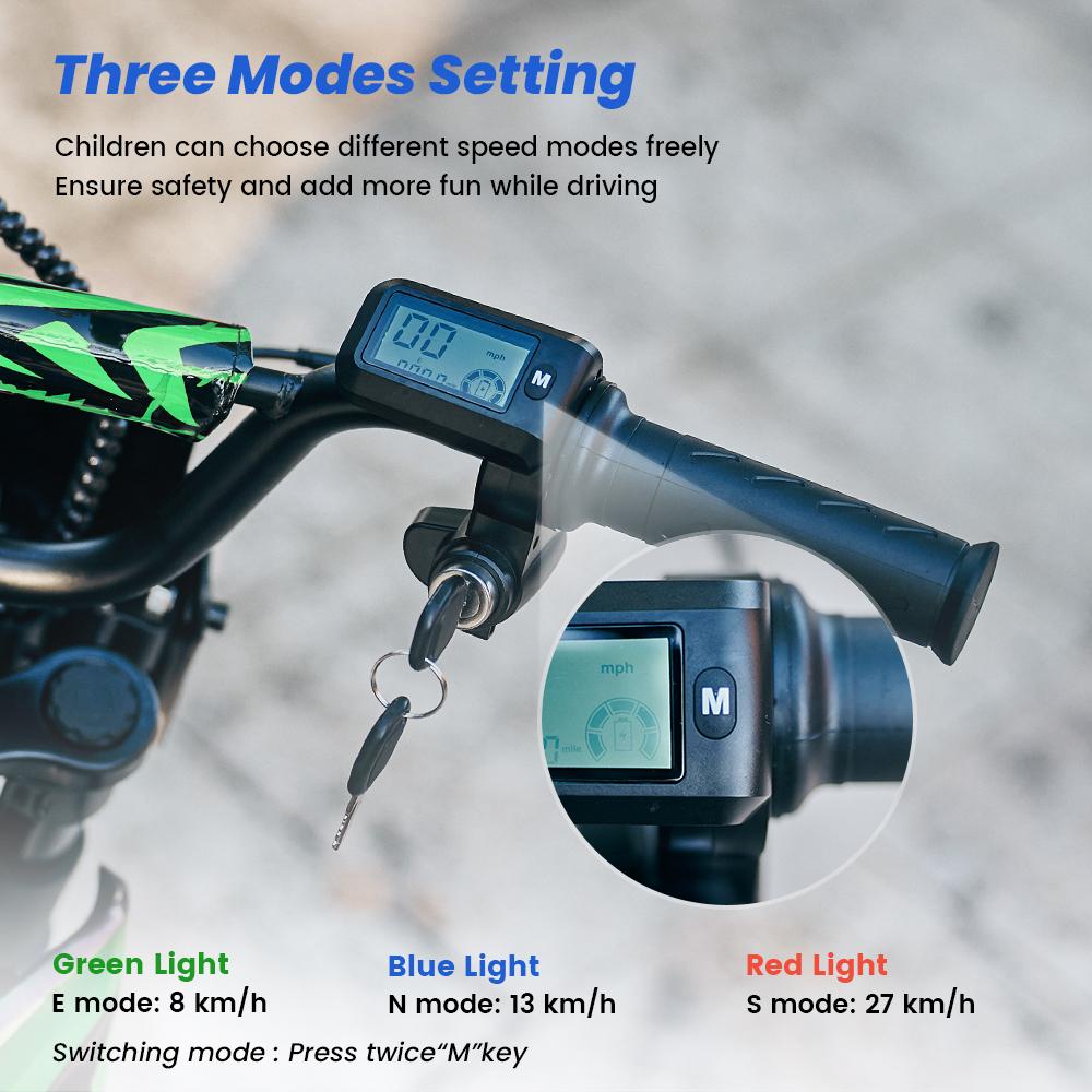 A14 Kids ELECTRIC DIRT BIKE 14 Inch 500W Motor 36V5.2Ah Battery 20-22km Range Shock Absorption, Bluetooth LED Lights