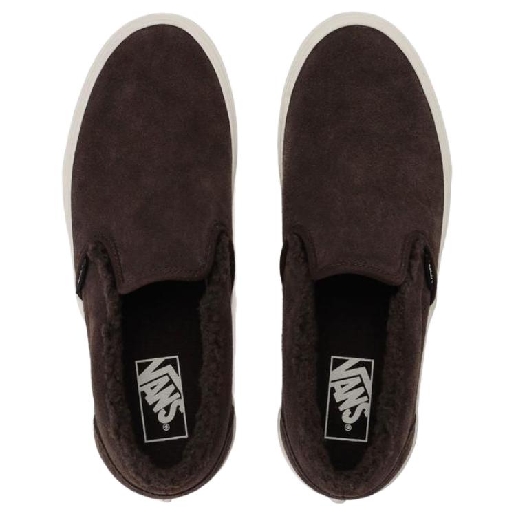 Vans Classic Slip-On Leather Fashion Comfortable Low-Top Skate Shoes Unisex Sneakers Brown VN000CT5DFM