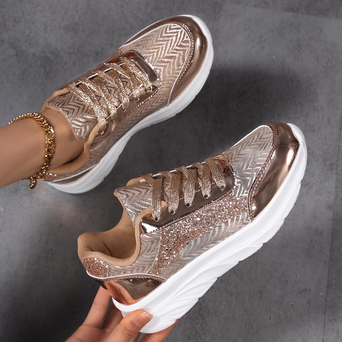 

TUINANLE Модная женская обувь Блестящие серебристые туфли Блестящие кроссовки Трендовые повседневные дышащие кроссовки 39