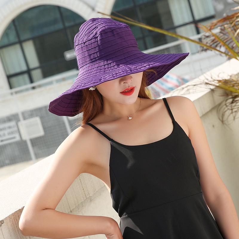 Korean Style Wide Brim Anti-UV Roll-Up Sun Hat for Adults