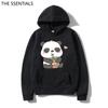 2022 Felpe con Cappuccio Panda Kawaii Unisex Harajuku Needs More Boba Felpa con Cappuccio Unisex Primavera Autunno Estetica Cartone Animato Grafica Felpa