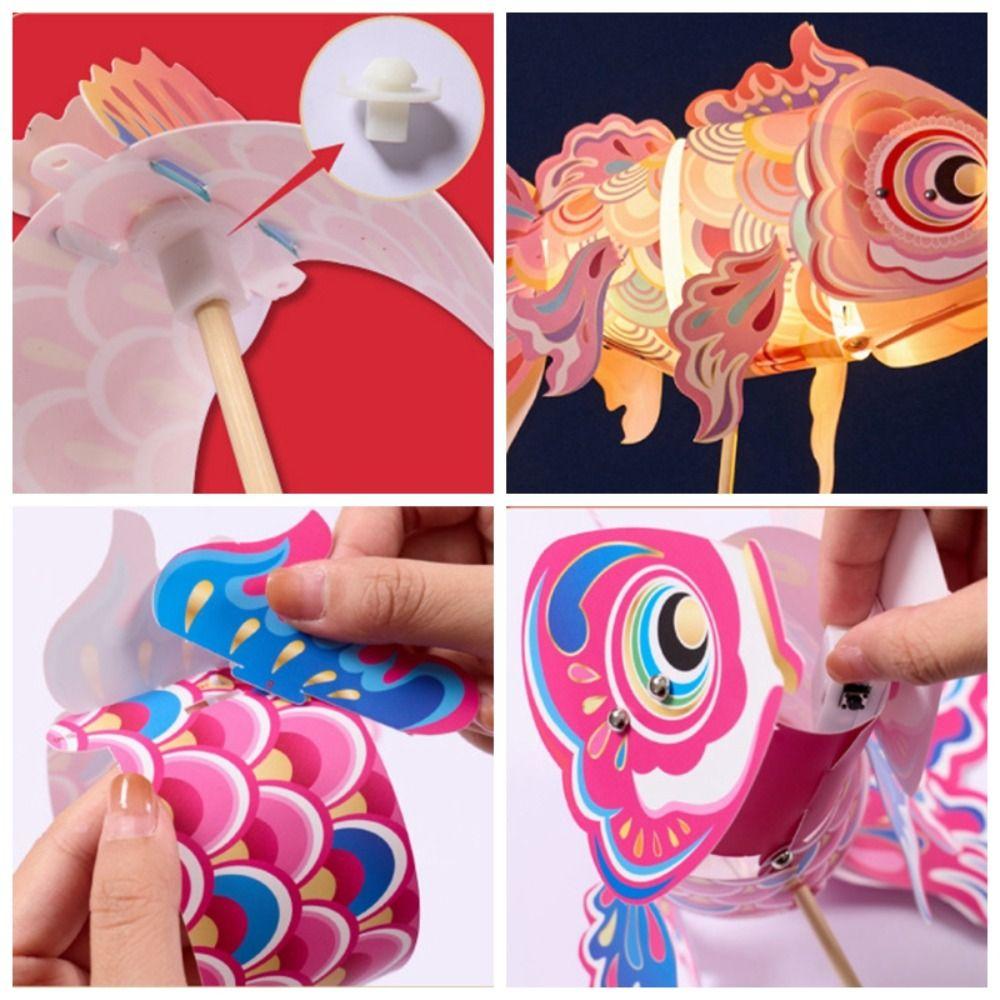 LED Light Goldfish Lantern Lamp Glowing DIY Lantern Materials Chinese Koi Carp Lantern  Kids Gift