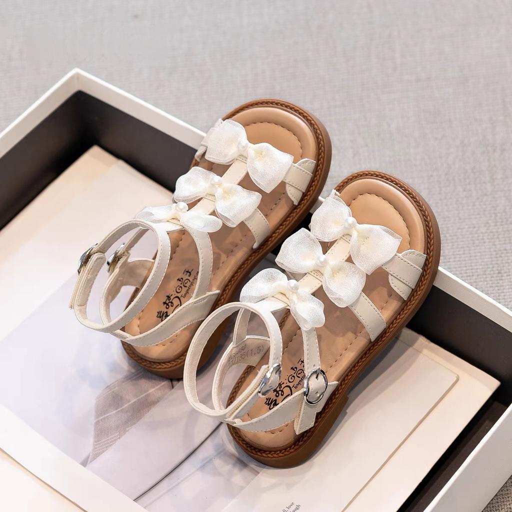 Girls High-top Roman Sandals Summer 2025 New Fashion Bow Children Princess Shoes Girls Beach Sandals