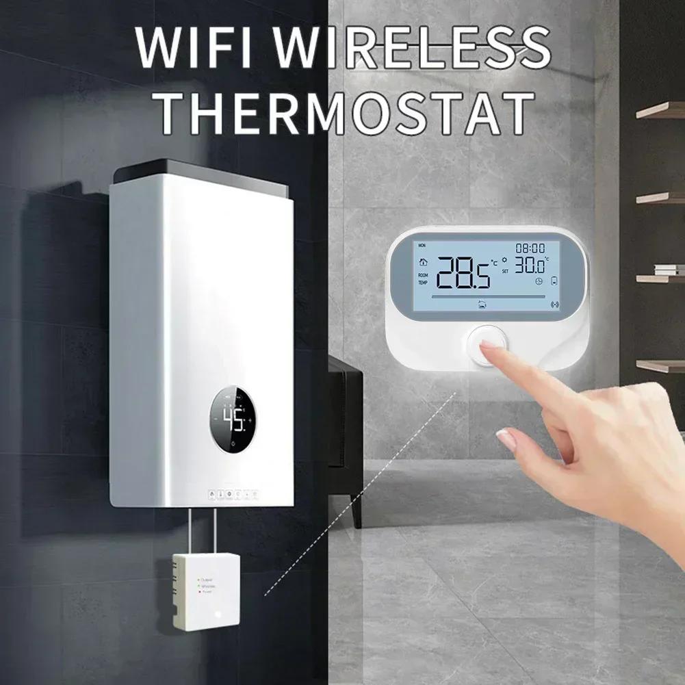 

Беспроводной РЧ термостат для котла, совместимый с приложением Tuya Smart, программируемый таймер отопления с большим экраном China Mainland