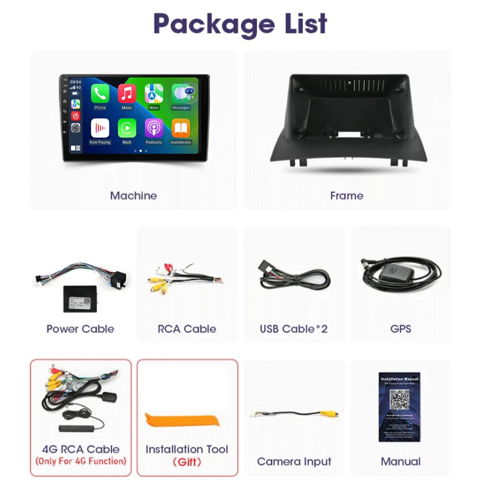 Android 14 2 Din Car Radio For Renault Megane 2 2002-2009 Multimedia Video Player Navigation GPS Stereo Head Unit