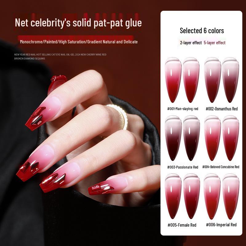 

Red Solid Patting Gel: 2025 High-Saturation Gradient Whitening Blush Nail Polish