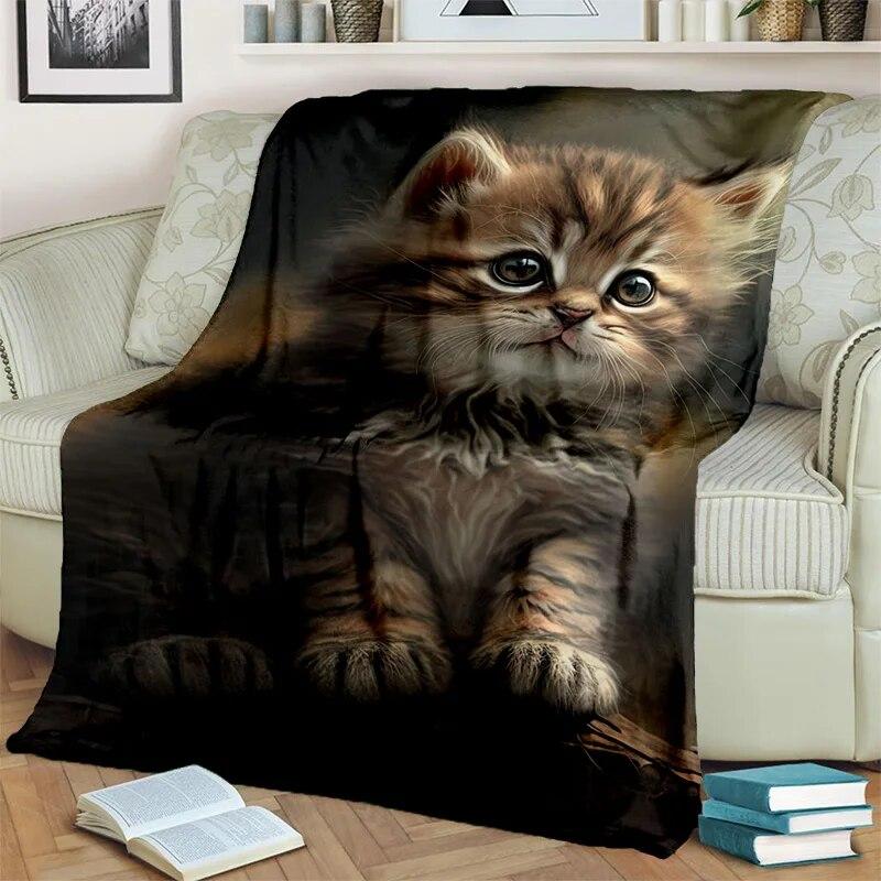 Roztomilá kočka kaliko, kočka Garfield, perská kočka, kreslená deka Ragdoll, měkká deka pro domácí ložnici přikrývka na pohovku pro děti