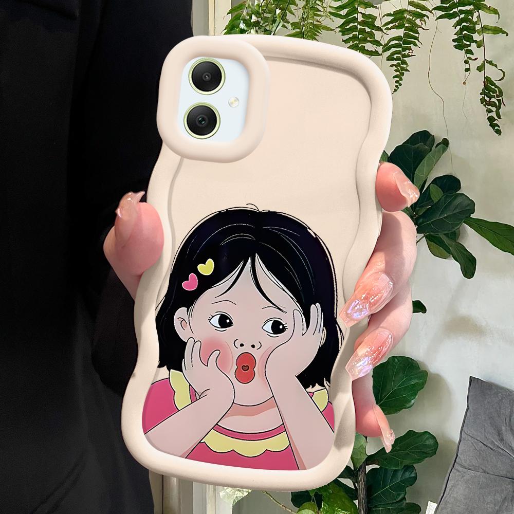 Cute Girl Soft Phone Cover for Samsung Galaxy A52 A73 A12 S24 Ultra 5G S23 S22 S21 S20 FE Wave Edge Shockproof Protective Rubber Case
