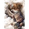 Round Diamond 5D DIY Diamond Painting "Puppy and Child" Embroidery Cross Stitch Mosaic Decoration Gift