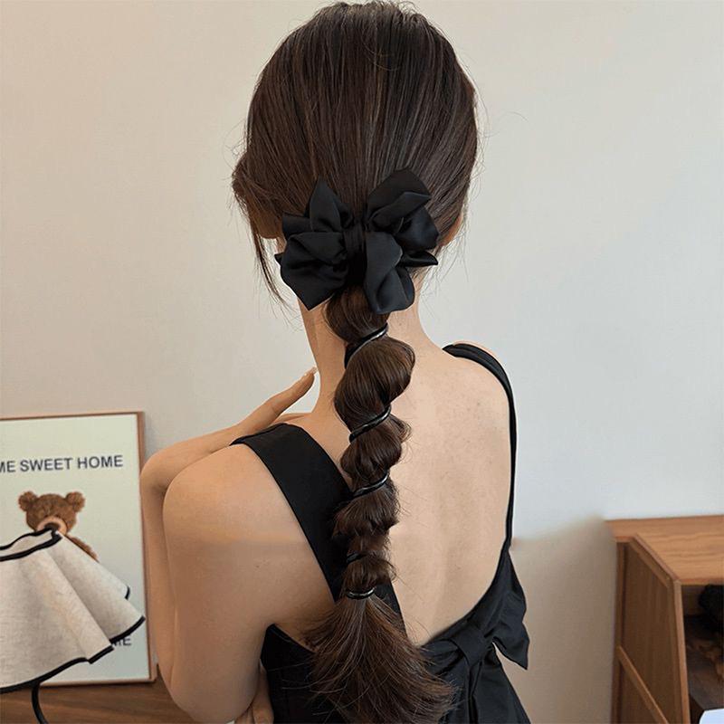 

Бант Телефонная проволока Петля для волос Спиральная катушка для волос Высокоэластичная резинка для волос с пузырьками Элегантные аксессуары для волос чёрный