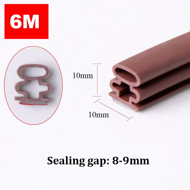 6M Silicone Rubber Sealing Strip Self Adhesive Doors Window Soundproofing Weather Stripping Gap Blocker I Type Insulation Tape
