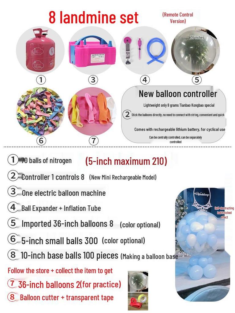 Outdoor Wedding Sky Explosion Balloons Set: Helium Balloons with Complete Assembly Tools for Hotels and Bridal Events