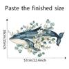 Cartoon Hand-Painted Whale Flower Leaf Wall Sticker Self-Adhesive for Bedroom Living Room Wall Decoration