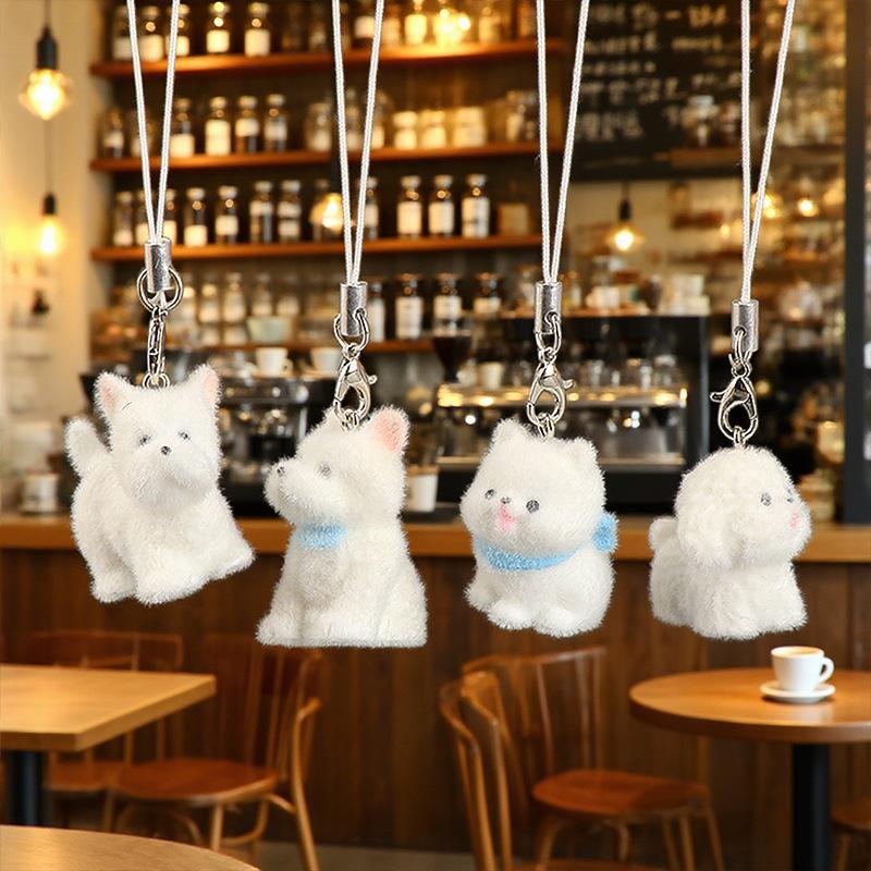 Cute Plush Dog Keychain Cartoon Pendant for Women Bag Fashion Animal Mobile Phone Backpack Keychains Accessories Friendship Gift
