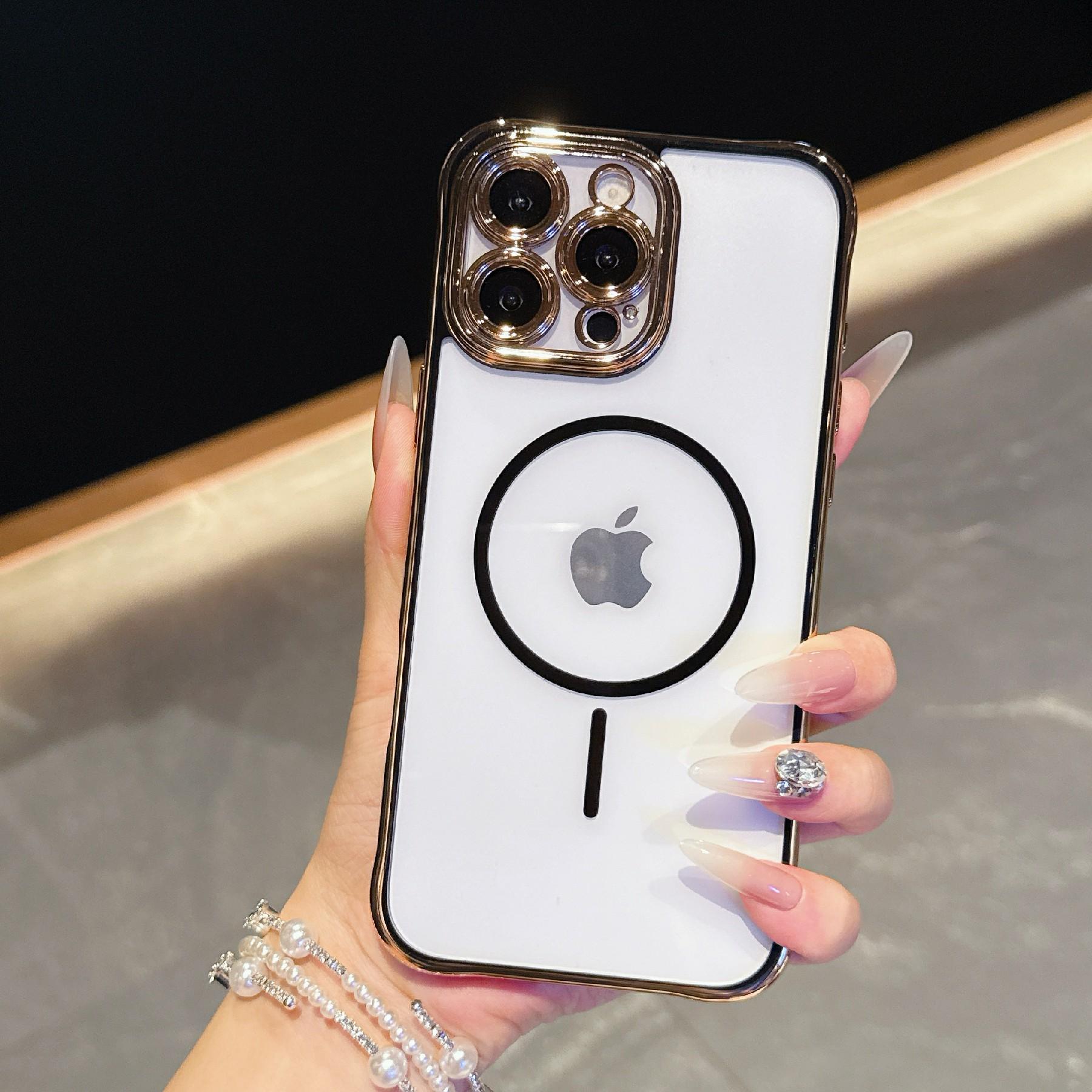 

For iPhone 16 Pro Magnetic Case TPU Acrylic Phone Cover with Detachable Lens Frame Black