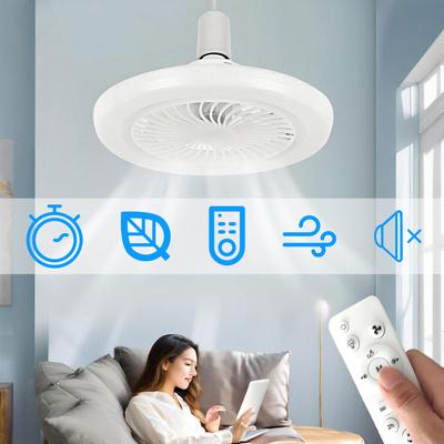 LED Ceiling Fan Light E27 With Remote Control Dimming 3-speed Ddjustable Wind Speed Suitable for Living Room Study Bathroom