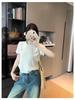 Chic Color Block Crew Neck Short Sleeve Knitted T-Shirt for Women - Preppy Style Summer 2025